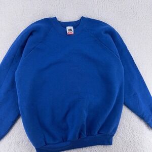 vintage 90s BLANK BLUE FRUIT OF THE LOOM CREWNECK SWEATSHIRT MEDIUM/LARGE